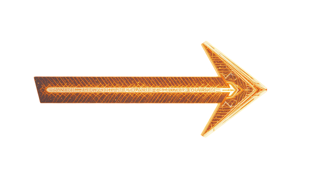 A golden arrow pointing right on transparent background.